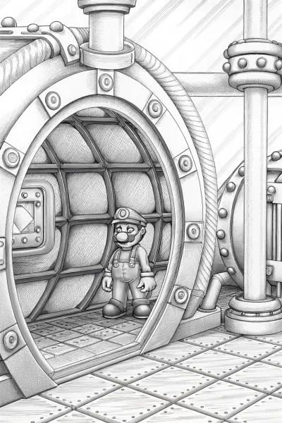 Mario in an underwater factory