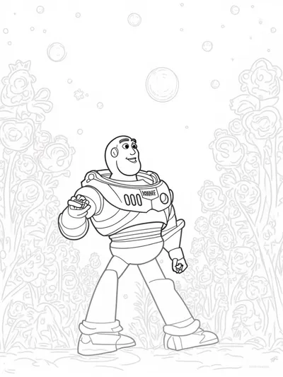 Buzz Lightyear in the garden maze
