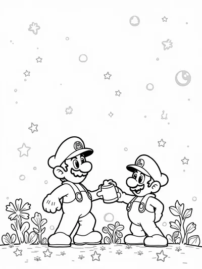 Mario and Luigi cosmic gardening