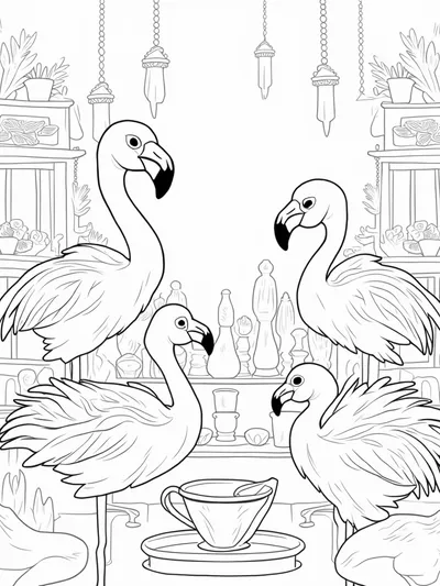 Flamingos crafting jewelry