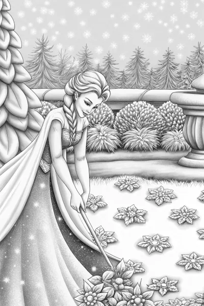 Elsa tending her snow garden