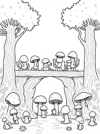 Mushrooms building a sky bridge