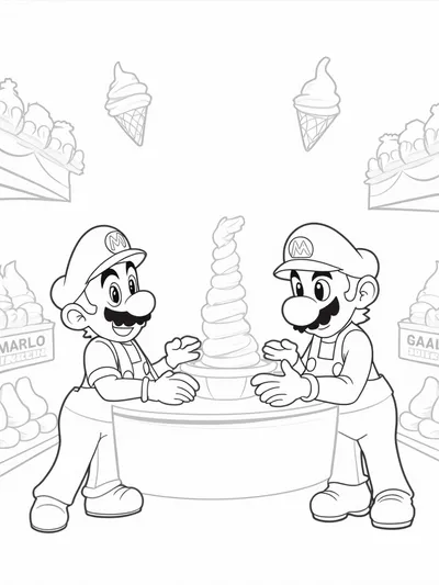 Mario and Luigi ice cream parlor