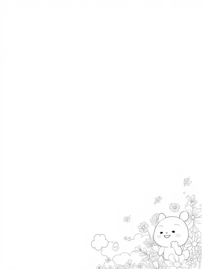 Cinnamoroll painting flowers in clouds