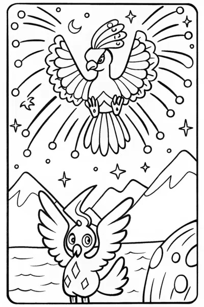 The Celestial Gathering: Ho-Oh and the Starry Skies