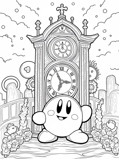 Kirby in the clock tower
