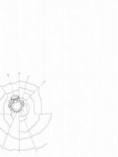 Spider architect designing a web city
