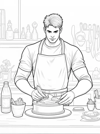 Captain America baking a cake