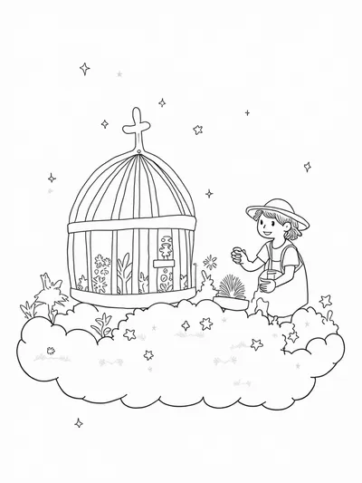 Gardener tending star plants
