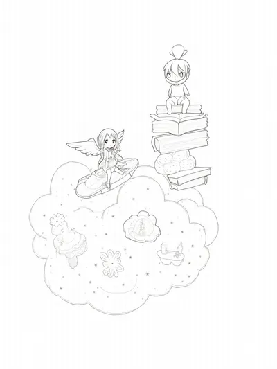 Girl riding a cloud surfboard