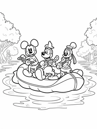 Mickey Mouse’s musical rafting