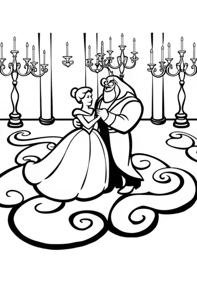 Enchanted Dance of Belle and the Beast in the Castle
