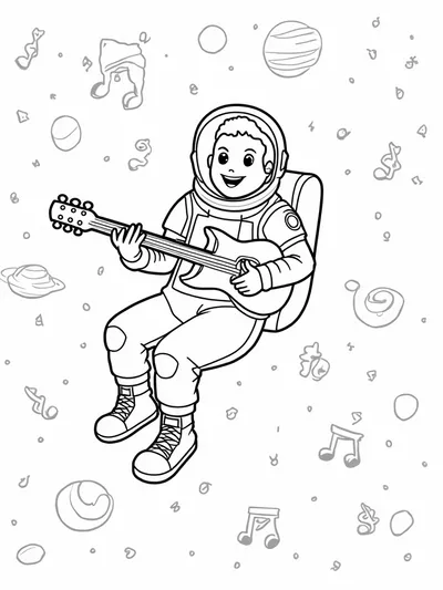 JJ playing guitar in space