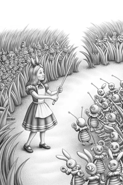 Alice conducting musical insects