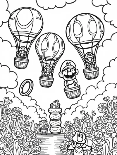 Mario and friends balloon race