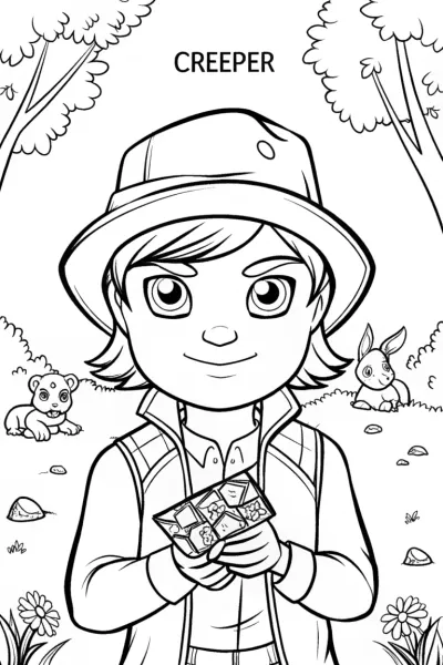 Creeper’s Treasure Hunt Coloring Page