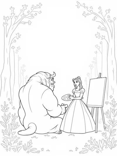 Beast painting with Belle
