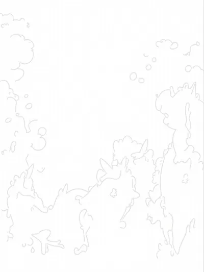 Unicorns swimming in dream ocean