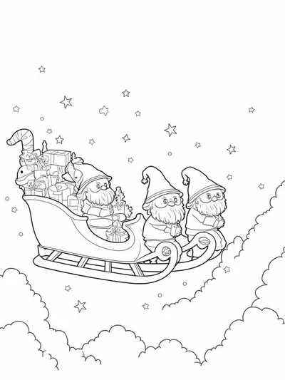 Gnomes on a candy cane sleigh