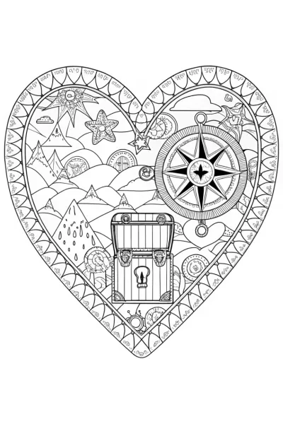 Heart-shaped treasure map