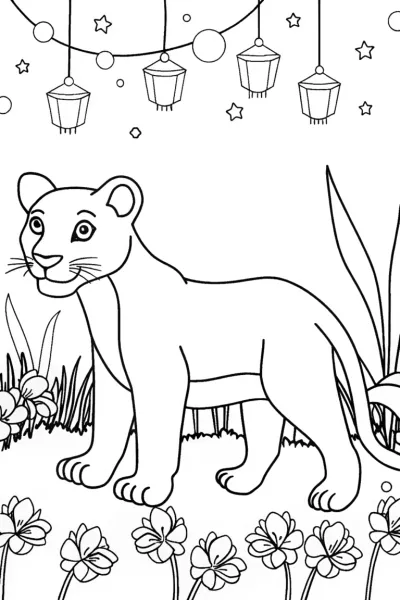 Black Panther in a magical garden