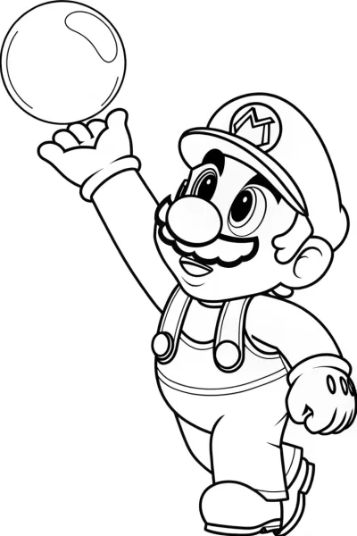 Mario reaching for a bubble