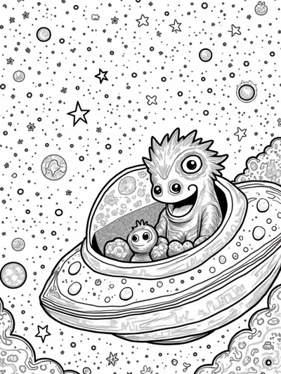 Monster painting in a starship