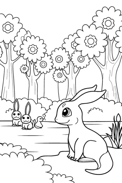 Charizard’s Forest Adventure Coloring Page