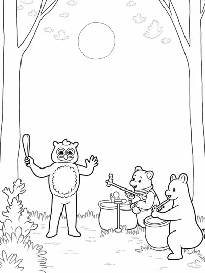 Animal orchestra under the moonlight
