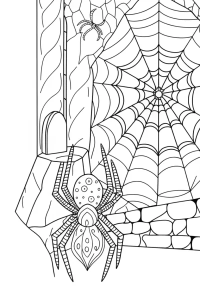 Spider creating a mural in a cave