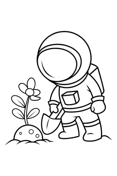 Gnome astronaut planting seeds