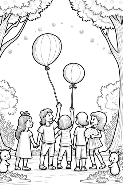 Children at a balloon festival