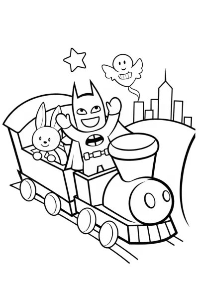 Batman and the Bat-Train Adventure Coloring Page