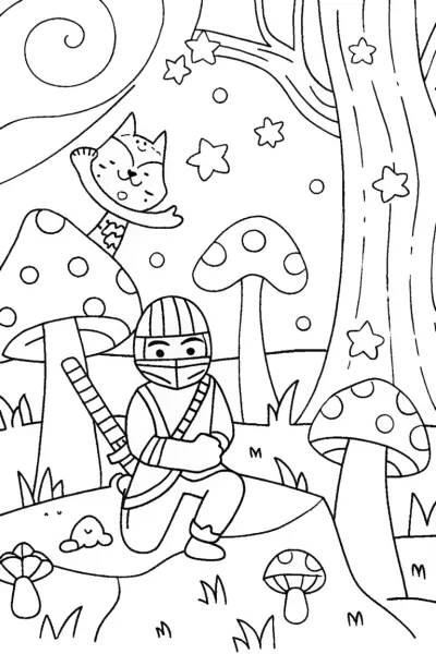 Ninja exploring the magical forest