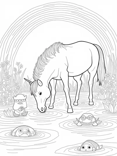 Unicorn by the mystic pond
