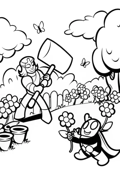 Thor’s Garden Party Coloring Page