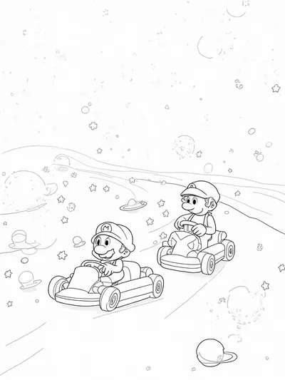 Mario and Luigi in space karts