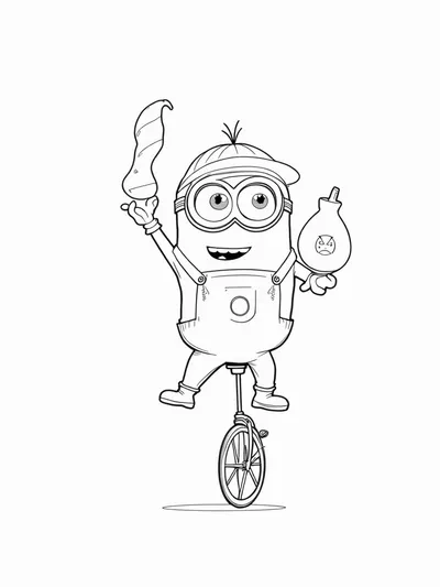 Minion juggling food at carnival