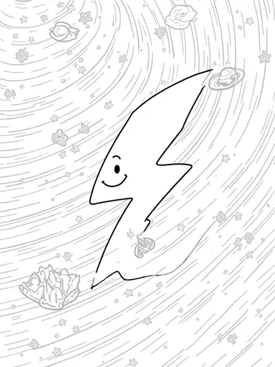 Lightning bolt travels through space