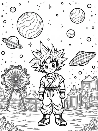 Goku at a space carnival