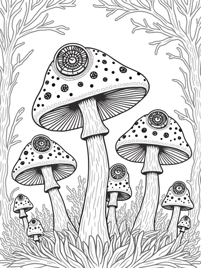 Mushrooms in a clockwork forest