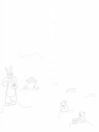 Rabbit planting flowers in the sky