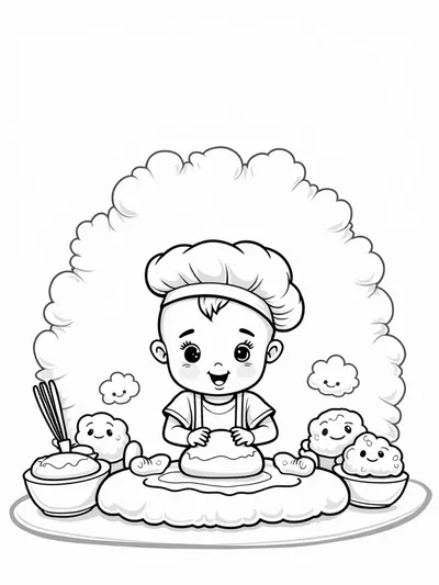 Baby baking in a cloud bakery