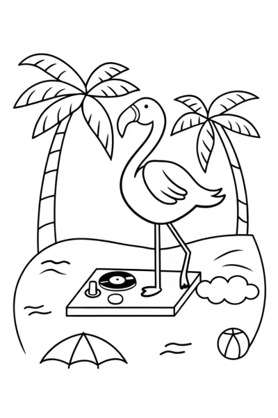 Flamingo DJ at the beach party