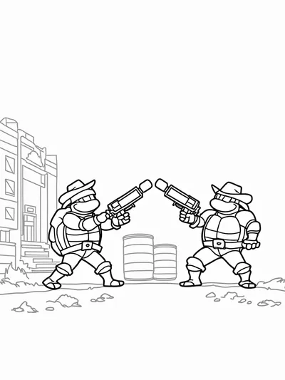 TMNT cowboy bubble gun duel