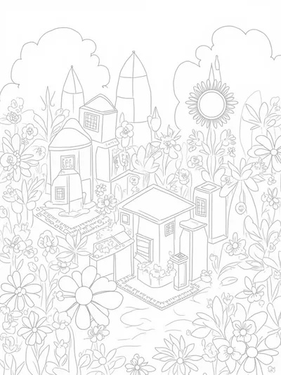 Flowers building a petal village