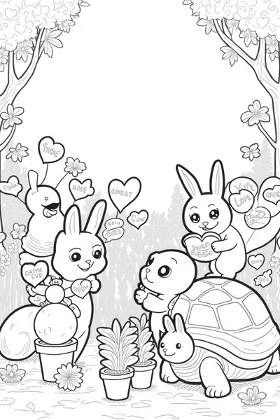 Animals celebrating love in the garden