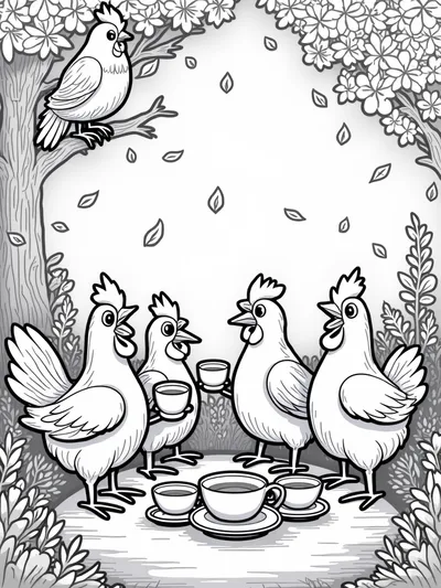 Chickens at a tea ceremony