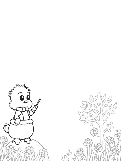 Chick conducting a garden symphony
