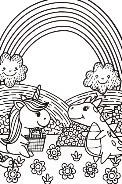 The Rainbow Picnic Party with Unicorn and Dragon Friends